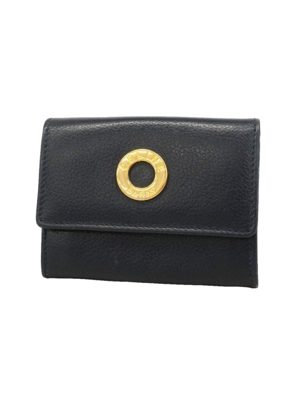 Celine Coin Purse Leather Black Gold